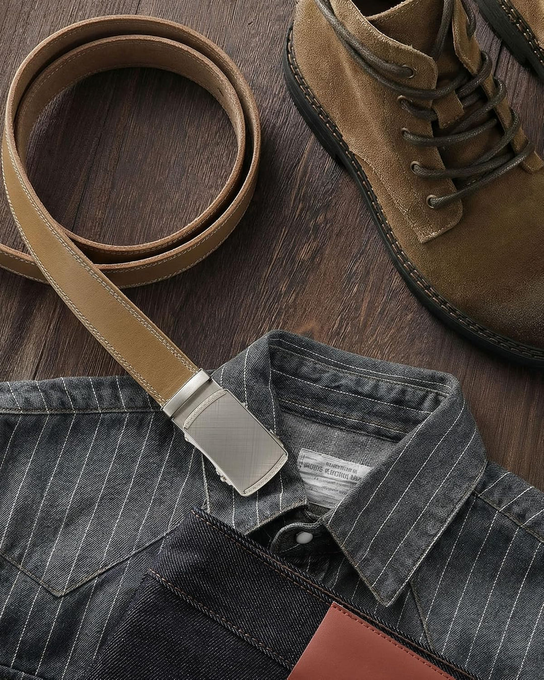 CHAOREN Gürtel Herren, Automatik Ledergürtel Herren 35mm ohne Löcher Taille 80-90cm (Gesamtlänge 105