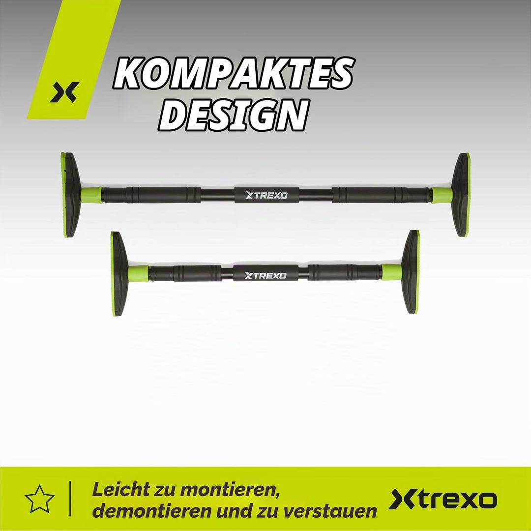 TREXO Klimmzugstange, verstellbare Länge 70–96 cm, grau Aus Stahl Max. Belastung bis 150 kg für Klim
