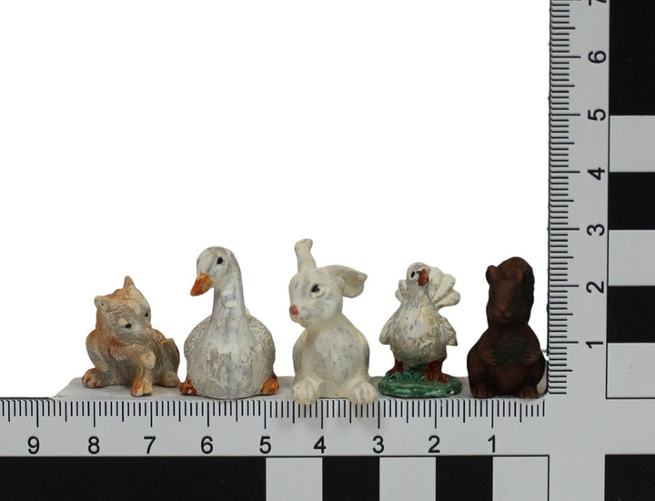 ZICOM Krippenzubehör Miniaturzubehör Tierset 11-teilig (Schaf, Hund, Ente, Hase, Katze, Taube, Gänse