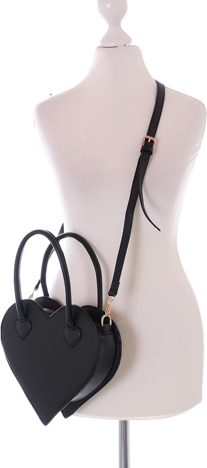 Kawaii-Story LB-6052 Herz Form schwarz Gothik Lolita Punk Harajuku Damen Umhänge Henkel Tasche PU