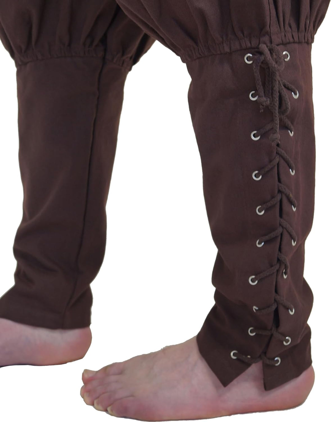 MAYLYNN Mittelalter Hose mit Taschen und Schnürung Wikinger Kelte, braun, Grösse:L L Braun, L Braun