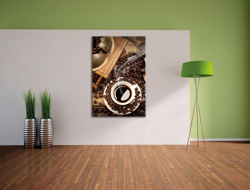 Pixxprint Kaffee Cappucino als Leinwandbild/Grösse: 100x70 / Wandbild/Kunstdruck/fertig bespannt, 10