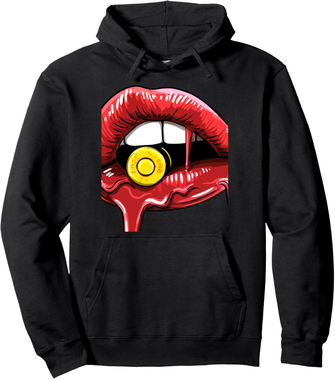 Bullet Bite Red Lip Girly Babe Mouth Drip Lips Women Gift Pullover Hoodie