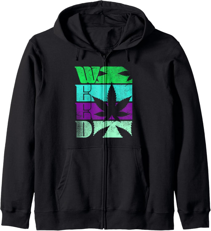 Weed Retro Style Distressed Kapuzenjacke