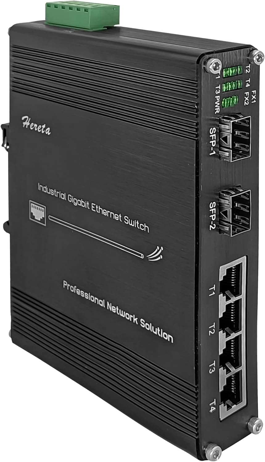 Gigabit Ethernet Switch 4 TP-Ports 10/100/1000Base-TX und 2 SFP Ports 1000Base-FX gehärteter industr
