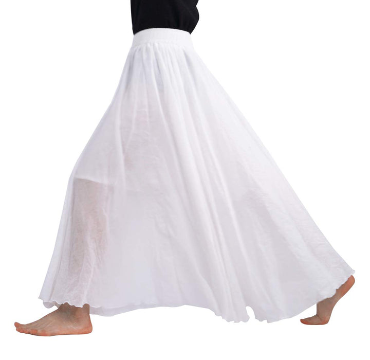 FEOYA Baumwolle Leinen Maxirock Boho Sommer Rock Double Layer Elastische Taille Faltenrock Frauen Ei