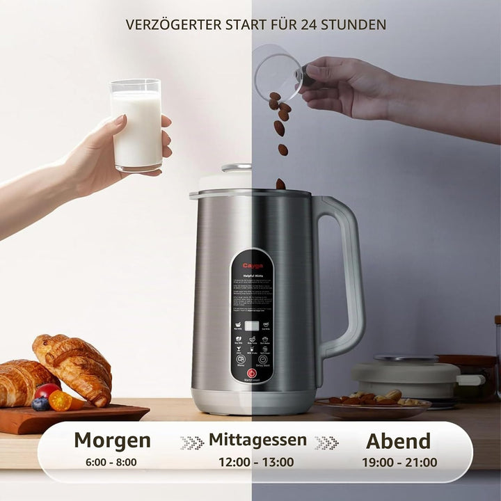 Sojamilch Maschine, Pflanzenmilchbereiter 1200ml - 7-in-1 für Mandel-, Hafer-, Nussmilch mit Selbstr