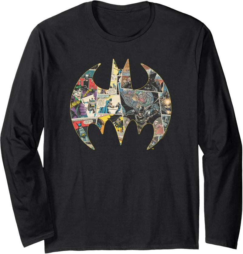 Batman Comic Collage Bat Logo Langarmshirt