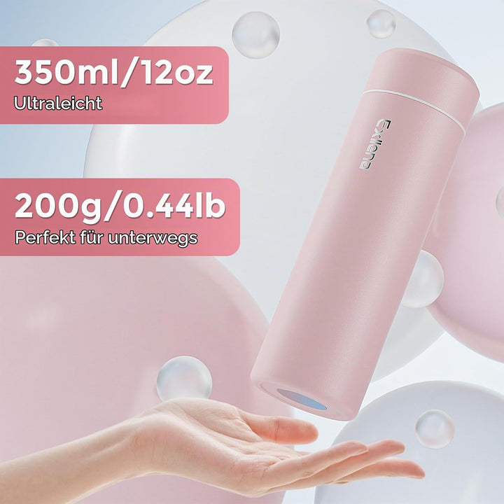 【Upgrade-Version】Exllena Mini Thermosflasche 350ml mit Edelstahl-Deckel, Trinkflasche Klein Doppelwa