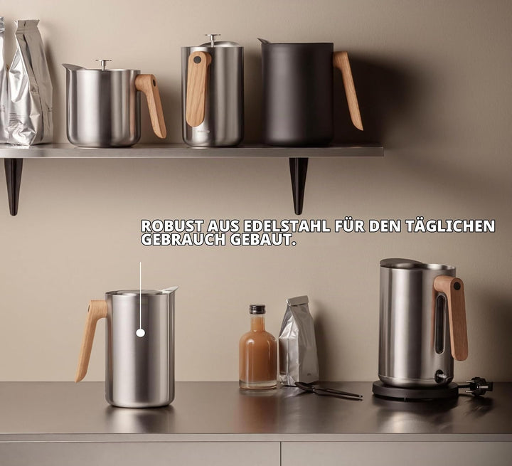 EVA SOLO | Isolierkanne 1,0l Nordic Kitchen Edelstahl | Der Vakuumstahleinsatz hält den Kaffee sehr