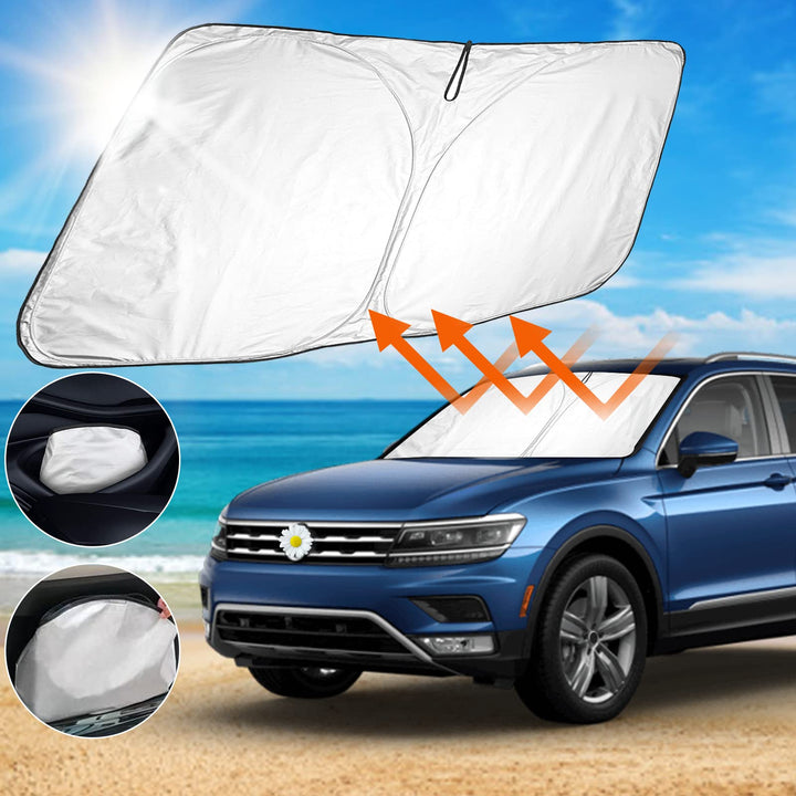 SHAOHAO Kompatibel mit VW Tiguan MK2 / Seat Tarraco FR ST/Skoda Karoq Crossover Sonnenblende Silber