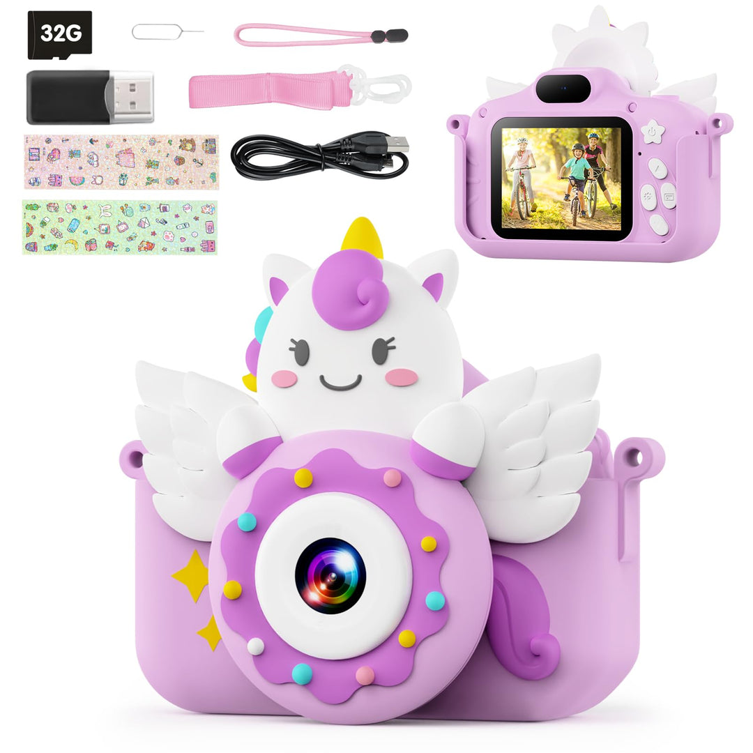 TIATUA Kinderkamera, 1080P Kamera Kinder mit 2.0”-Bildschirm & 32GB Karte, Selfie Digitalkamera & Fo