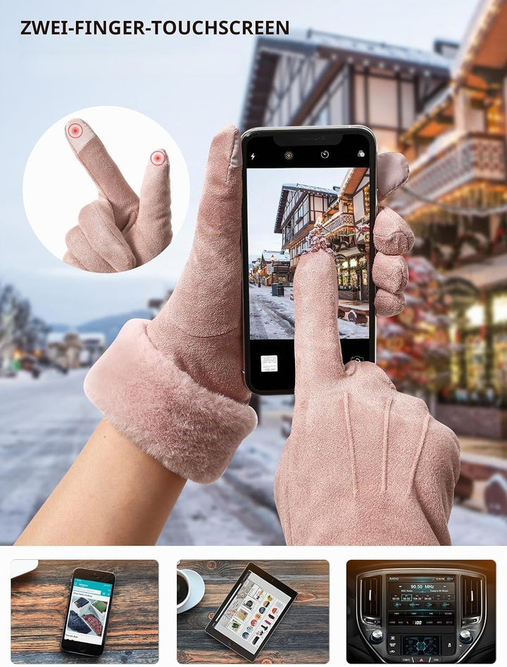 vislivin Handschuhe Damen Winter Warm Handschuhe Touchscreen Handschuh mit Gefütterte M Rosa, M Rosa