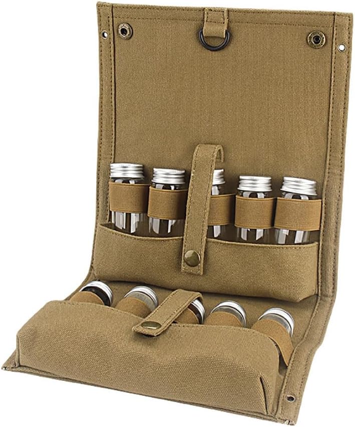 ACEXIER Outdoor Camping Tragbare Picknick Grill Gewürz Flasche Aufbewahrungstasche (Tan), Tan
