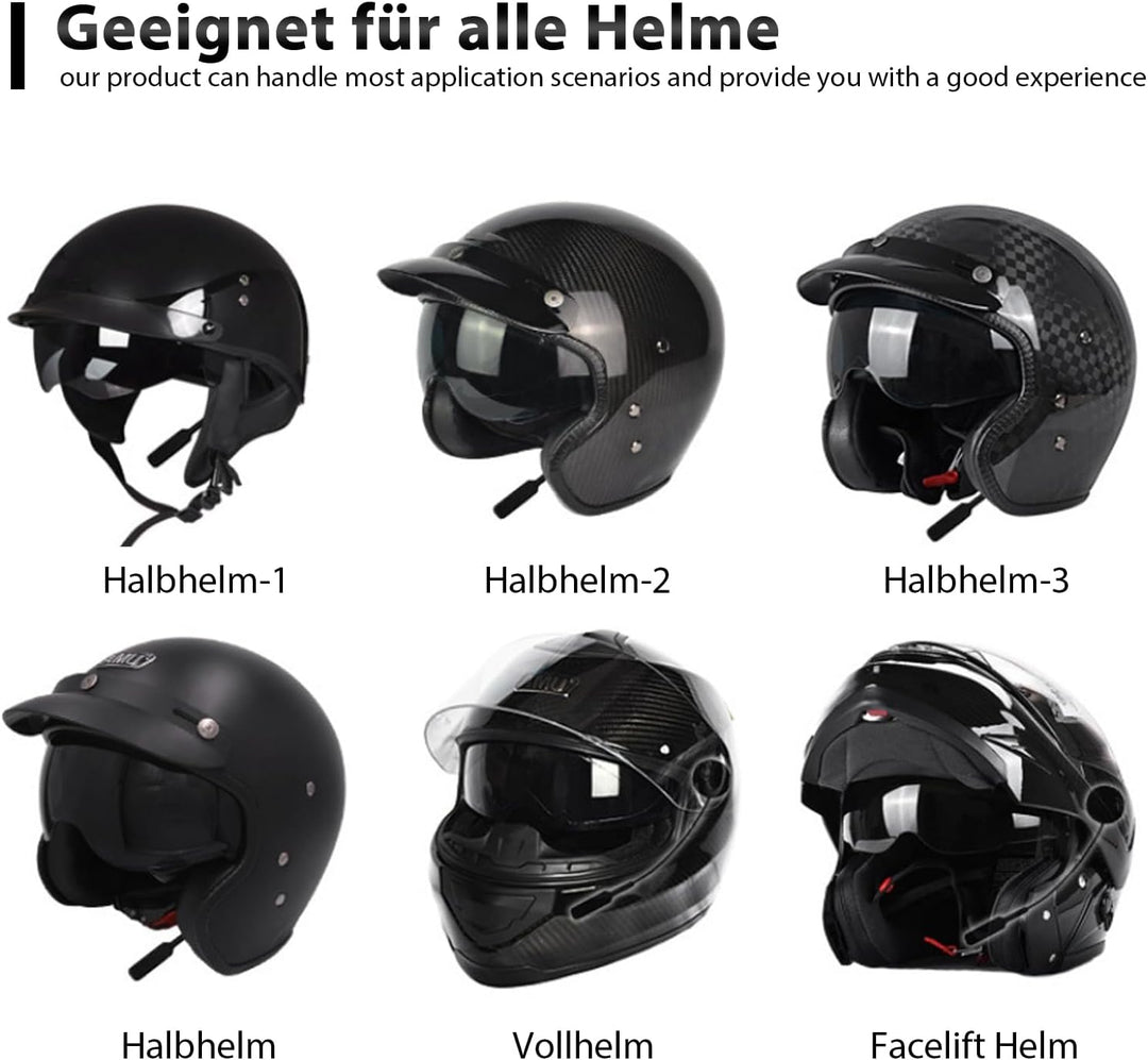 Motorrad Helm Kopfhörer Bluetooth, Motorradhelm Wireless Headset Bluetooth 5.0 Gegensprechanlage Mot