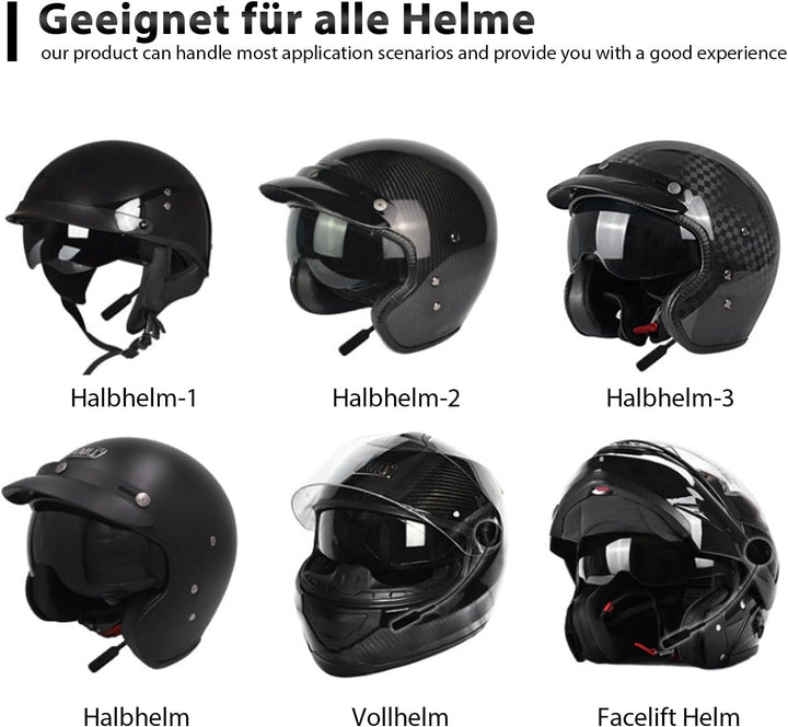 Motorrad Helm Kopfhörer Bluetooth, Motorradhelm Wireless Headset Bluetooth 5.0 Gegensprechanlage Mot