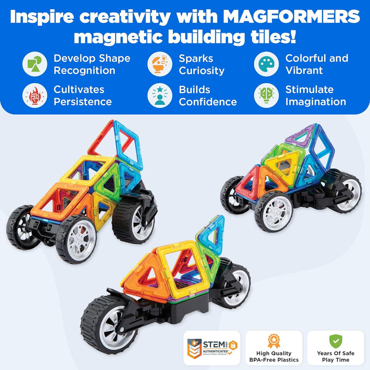 Magformers Amazing Transform Wheel Magnetic Building Blocks Toy. Makes Cars and Bikes. with Special