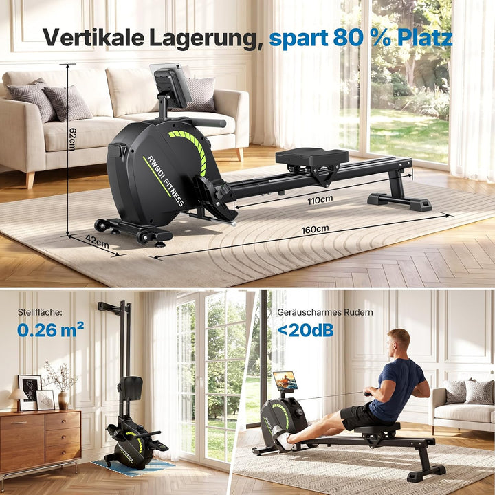 Dripex Magnetisches Rudergerät für Zuhause mit 16 Widerstandsstufen, Rudergerät für Zuhause mit LCD-