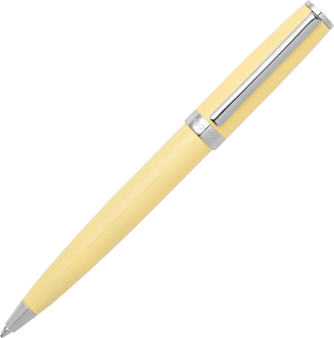 Hugo Boss Gear Icon Kugelschreiber aus Messing mit Chrome Beschichtung in der Farbe Yellow, Masse: 1