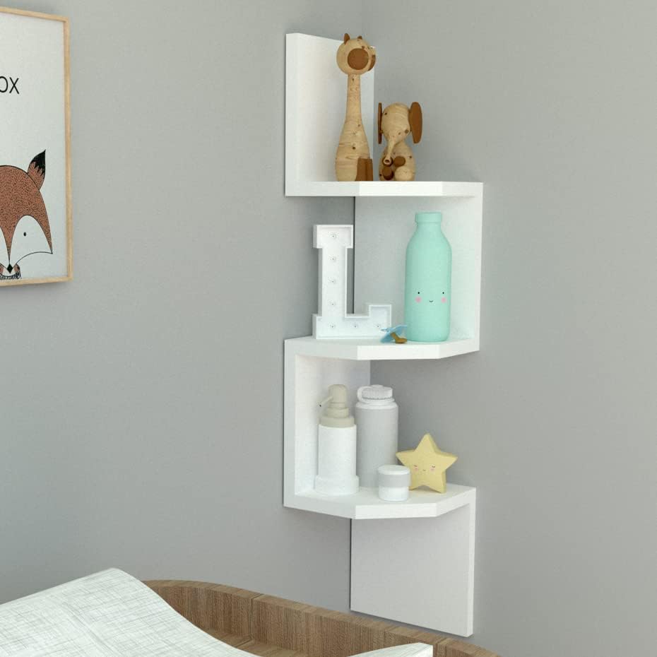 Henor Wand-Eckregal Zickzack-Design aus FSC® Holz Mod.26-3 Regale. Ecke Spezial. 110 x 26 x 26 cm. W