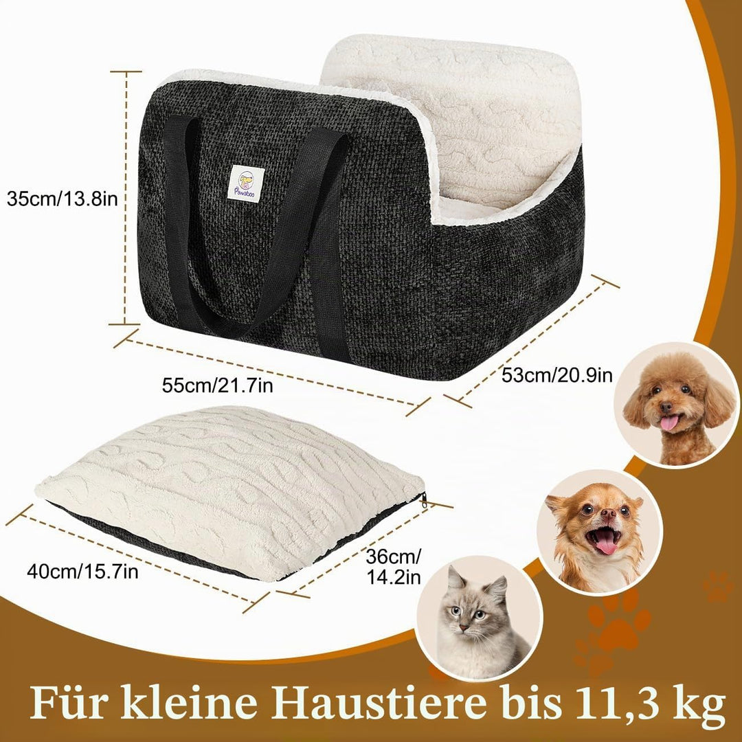 Pawaboo Hund Autositz, Hund Booster Autositz für Klein Hunde, Welpensitz für Auto mit Fest Schnalle