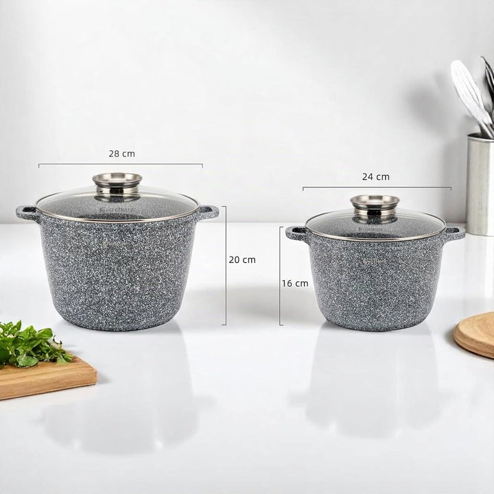 EliteHoff Kochtopf, 2er-Set Suppentopf aus Aluminiumguss mit Antihaftbeschichtung 24/28 cm (6,5L und