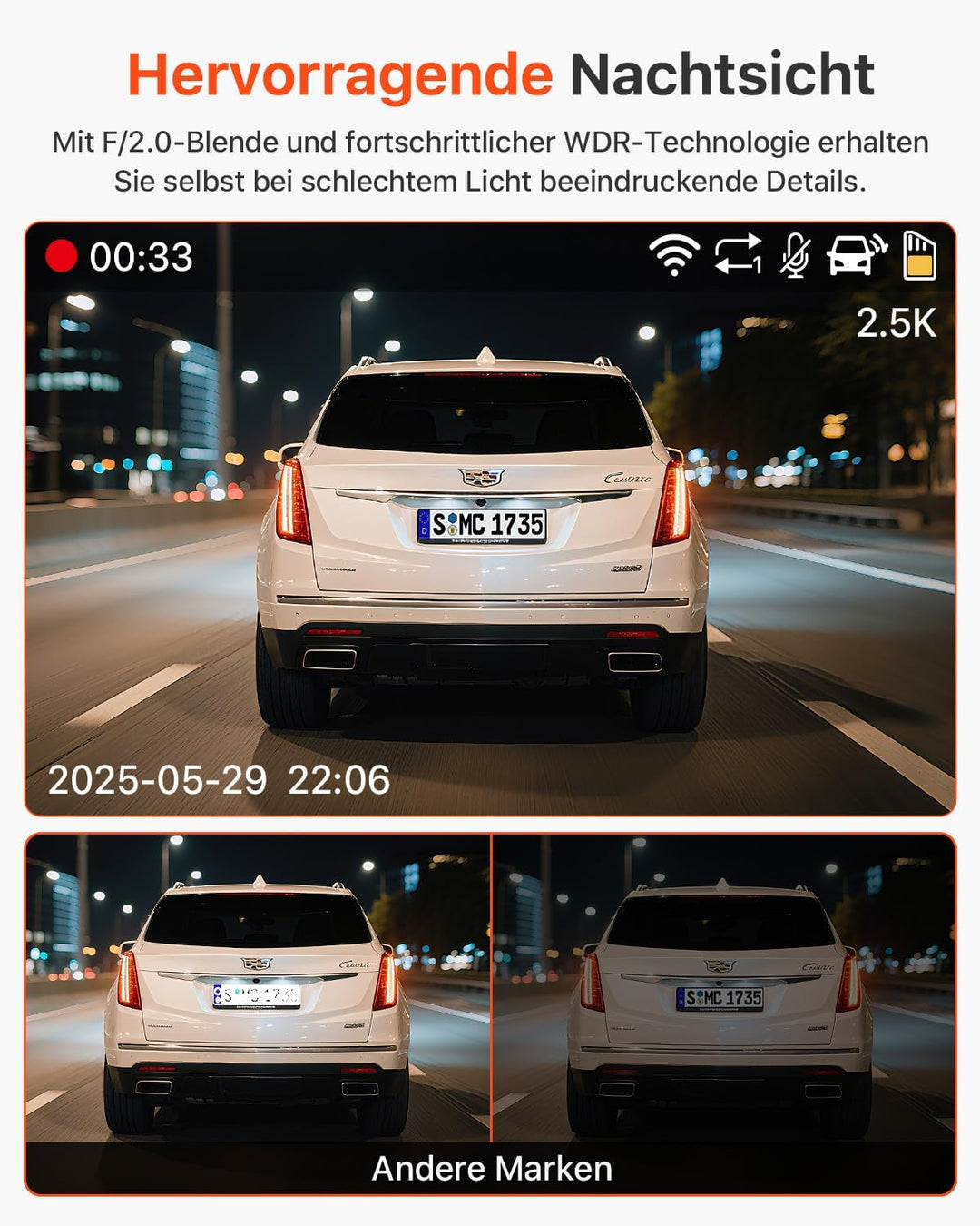Bestsee 1080P Dashcam Auto Vorne Hinten und Innen mit 64GB SD-Karte, Autokamera mit Parküberwachung,