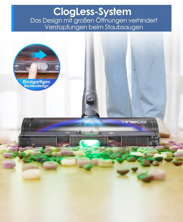 Tineco Pure ONE S50 Kabelloser Akku Staubsauger, 150AW Saugleistung, bis zu 95 Min. Laufzeit, ZeroTa