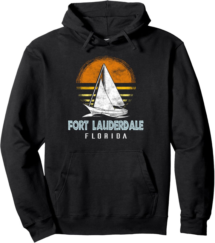 Vintage Nautical Boat Design - Fort Lauderdale Florida Yacht Pullover Hoodie