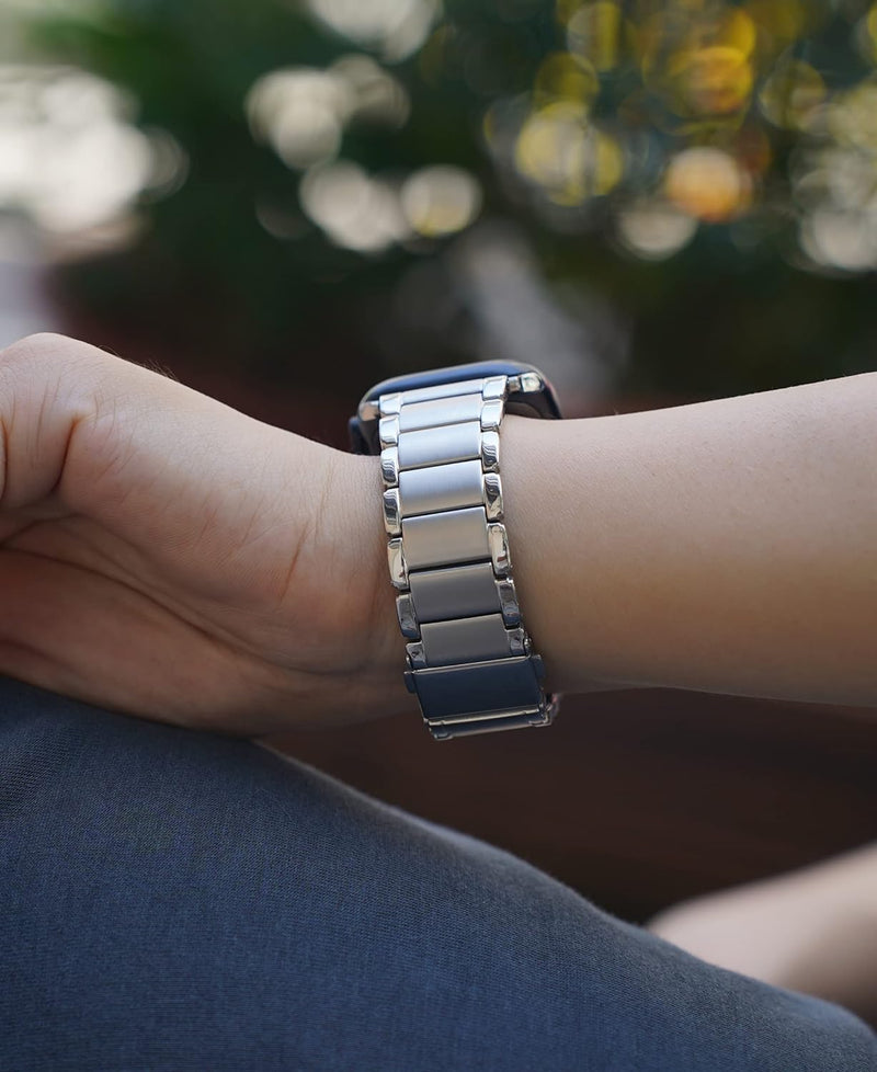 Eloilee Für Apple Watch Armband 38mm 40mm 41mm, Ersatzarmband Herren Silber Kompatibel mit iWatch Ar