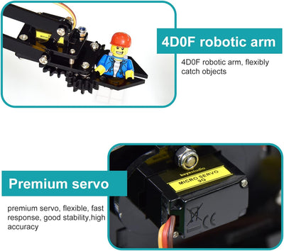 KEYESTUDIO Roboter Bausatz 4-Achsen Servo Steuerung Rollarm, Programmierbare für Arduino Roboter für