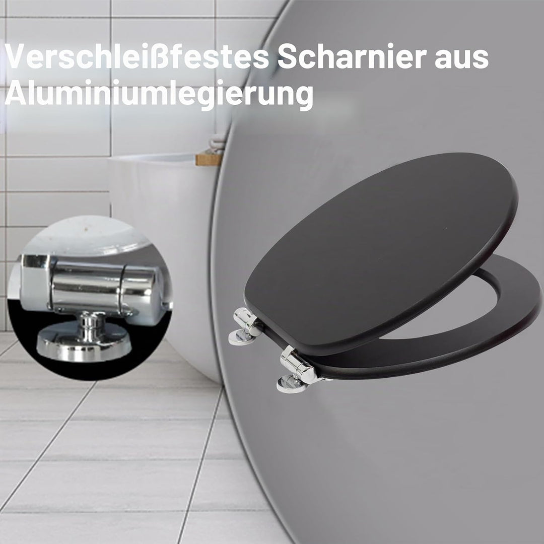 MDF-Toilettensitz, Klodeckel Holz, O-Förmig Toilettendeckel Mit Soft-Close-Mechanismus, Verstellbare
