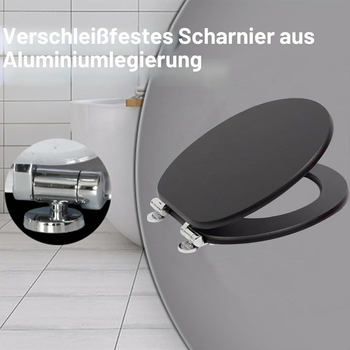 MDF-Toilettensitz, Klodeckel Holz, O-Förmig Toilettendeckel Mit Soft-Close-Mechanismus, Verstellbare