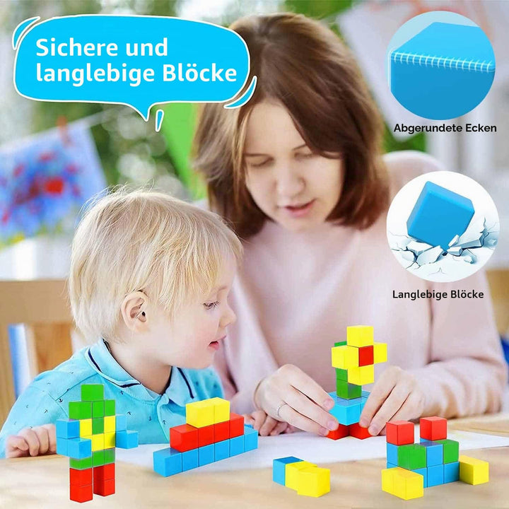UiDor Magnetische Bausteine, Bunte Magnetische Blöcke Für Jungen Mädchen 25mm 40 Stück, Pädagogische