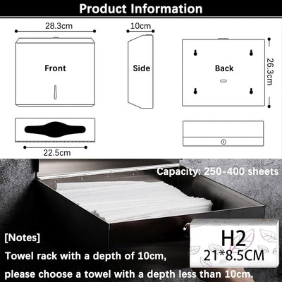Papierhandtuchspender, Edelstahl Handtuchspender abschliessbar, Falttuchspender Papiertuchspender C/