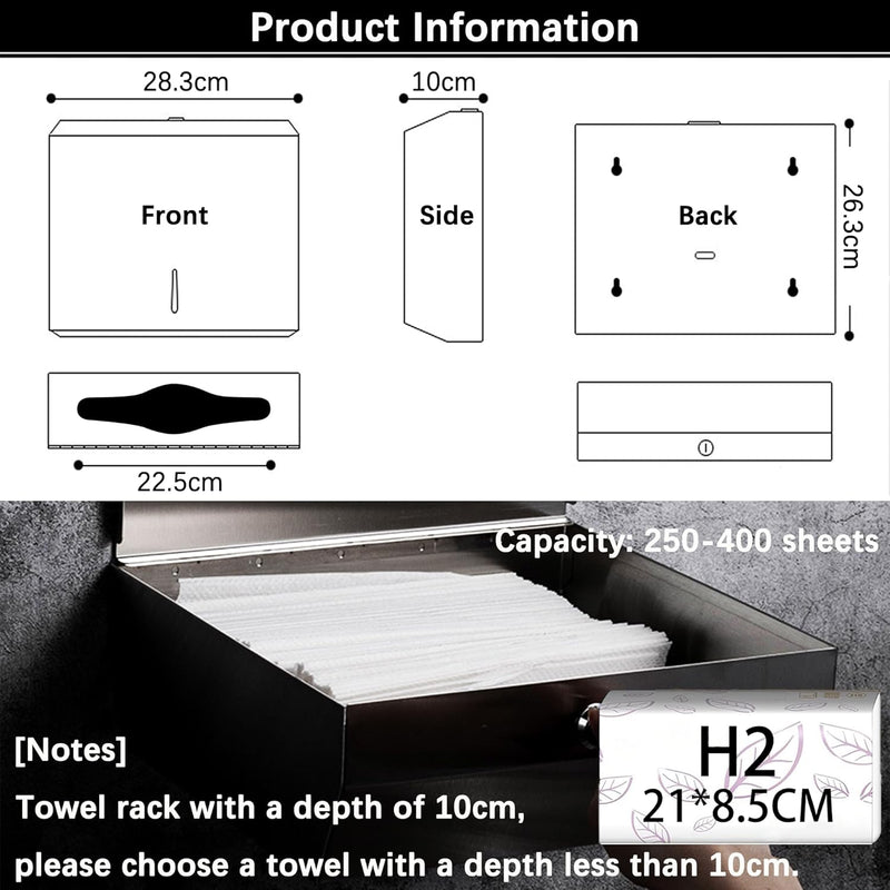 Papierhandtuchspender, Edelstahl Handtuchspender abschliessbar, Falttuchspender Papiertuchspender C/