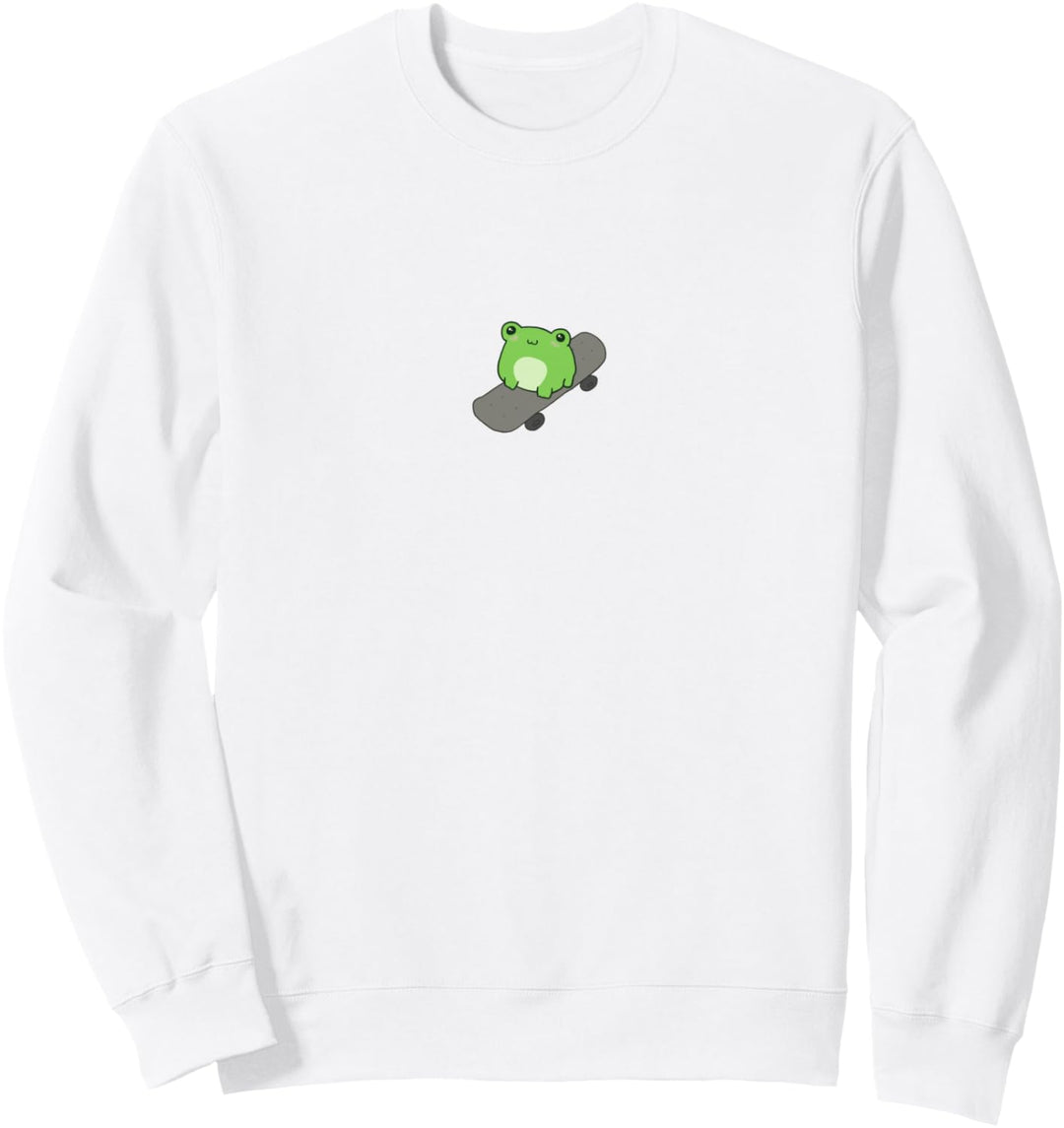 Netter Frosch auf Skateboard - Kawaii Aesthetic Frog Small Sweatshirt