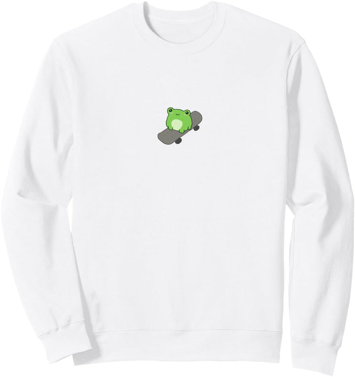 Netter Frosch auf Skateboard - Kawaii Aesthetic Frog Small Sweatshirt