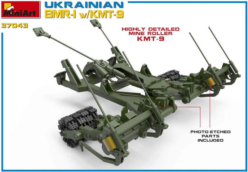 Mini Art 37043 1:35 Ukrain. BMR-1 m. KMT-9 Minenwalze - originalgetreue Nachbildung, Modellbau, Plas