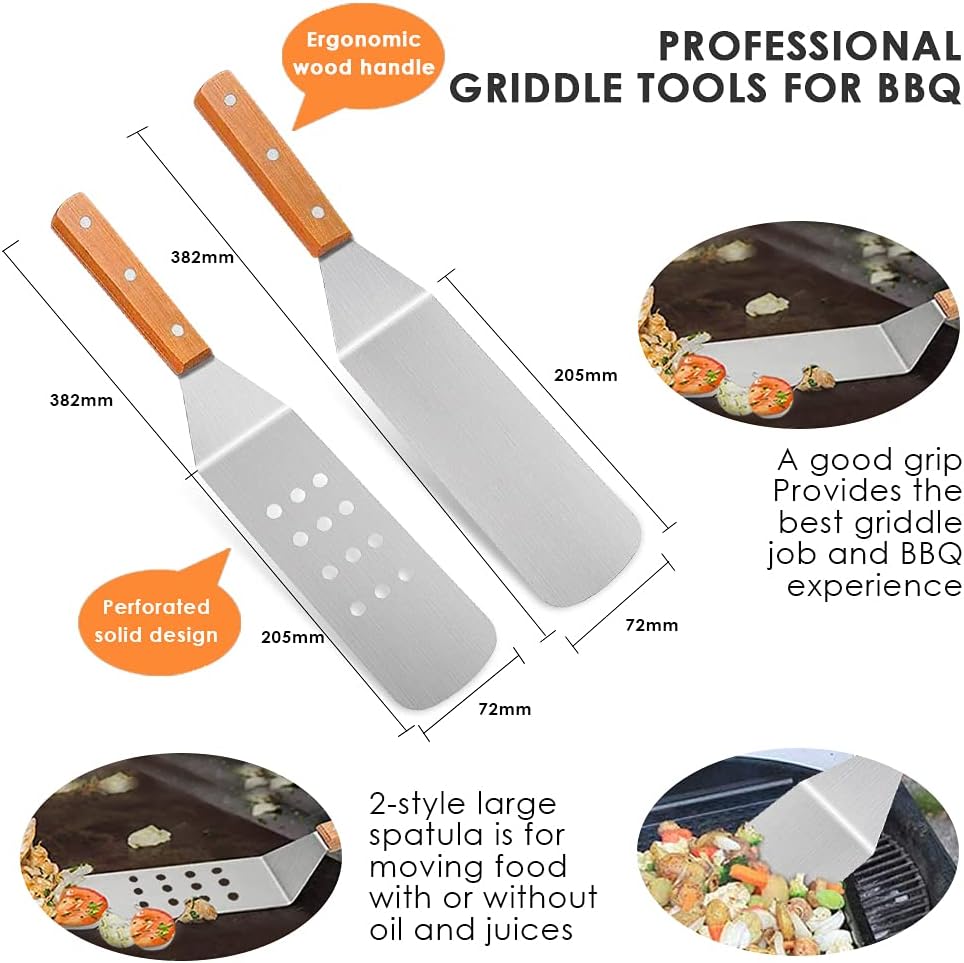 Home Safety Grillbesteck Set - 20-TLG Grillspachtel Set Werkzeugset, Profi BBQ Zubehör Grillwender a