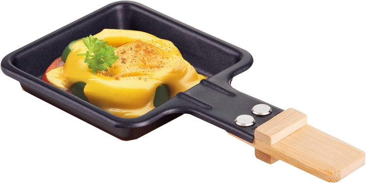 Syntrox Germany Raclette Grill Pfännchen viereckig mit Bambusgriff (1)
