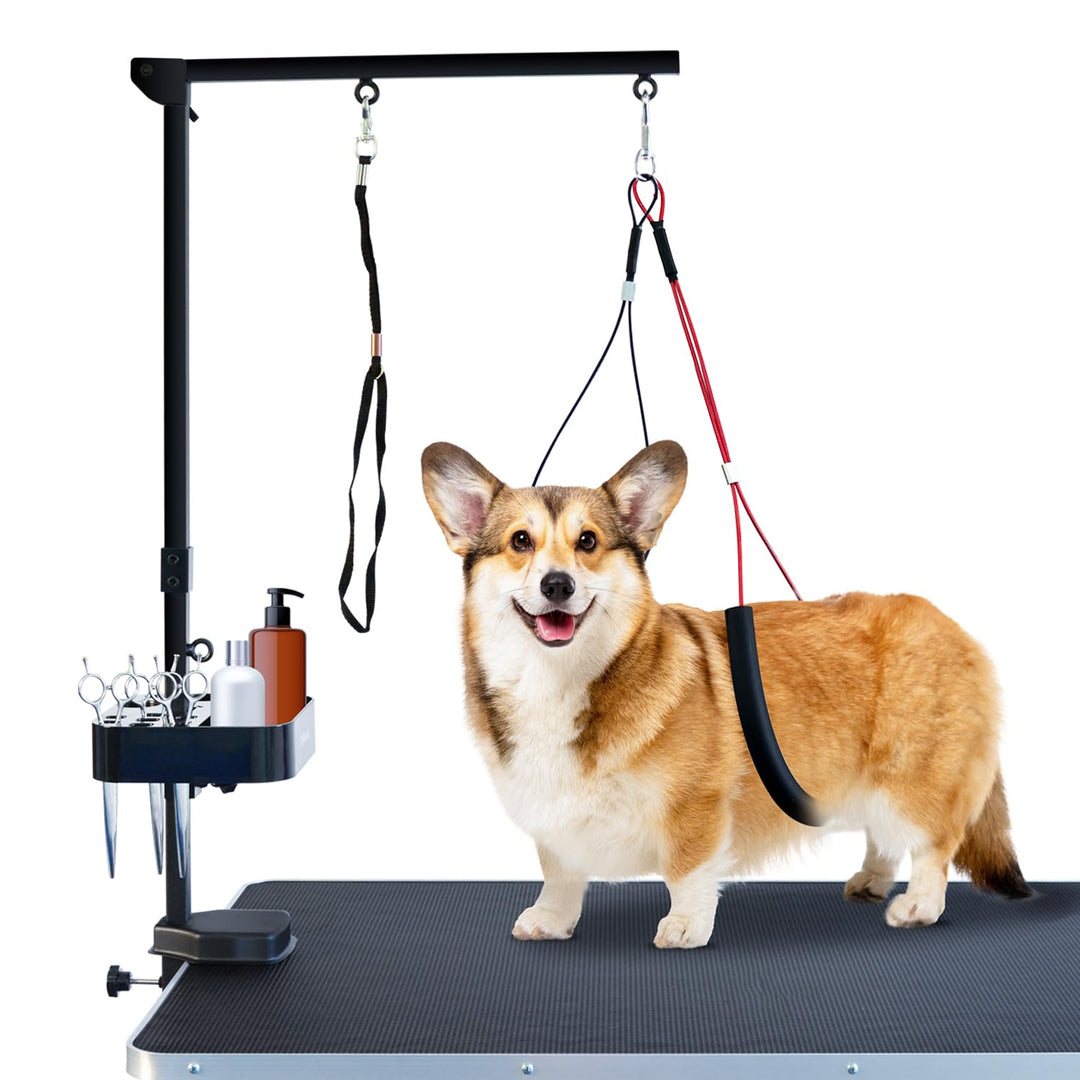 SHELANDY Fellpflegearm mit Klemme für grosse und kleine Hunde – 88,9 cm höhenverstellbar und mit zwe
