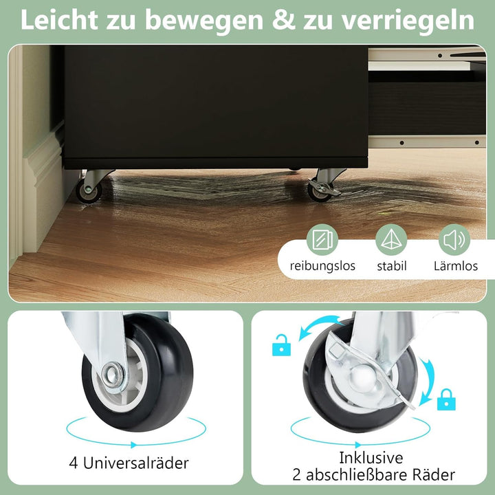 FANTASK Rollcontainer mit Rädern & 5 Schubladen, mobiler Schubladenschrank, Schubladenkommode, Büroc