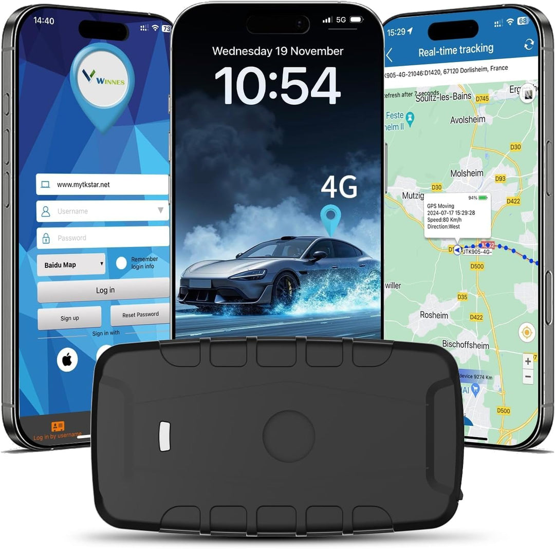 TKMARS 4G GPS Tracker Auto GPS Tracker Ohne ABO mit Kostenloser App, 20.000 Mah, bis Zu 240 Tage Akk
