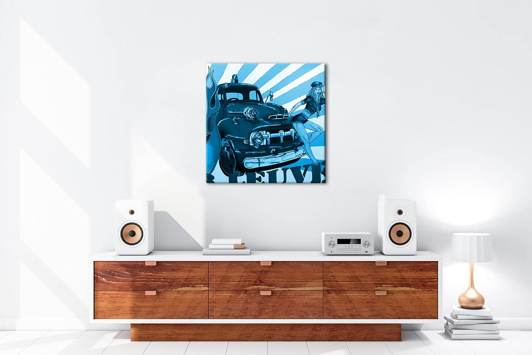 deyoli Feuerwehr Illustration Format: 70x70 Effekt: Zeichnung als Leinwandbild, Motiv auf Echtholzra