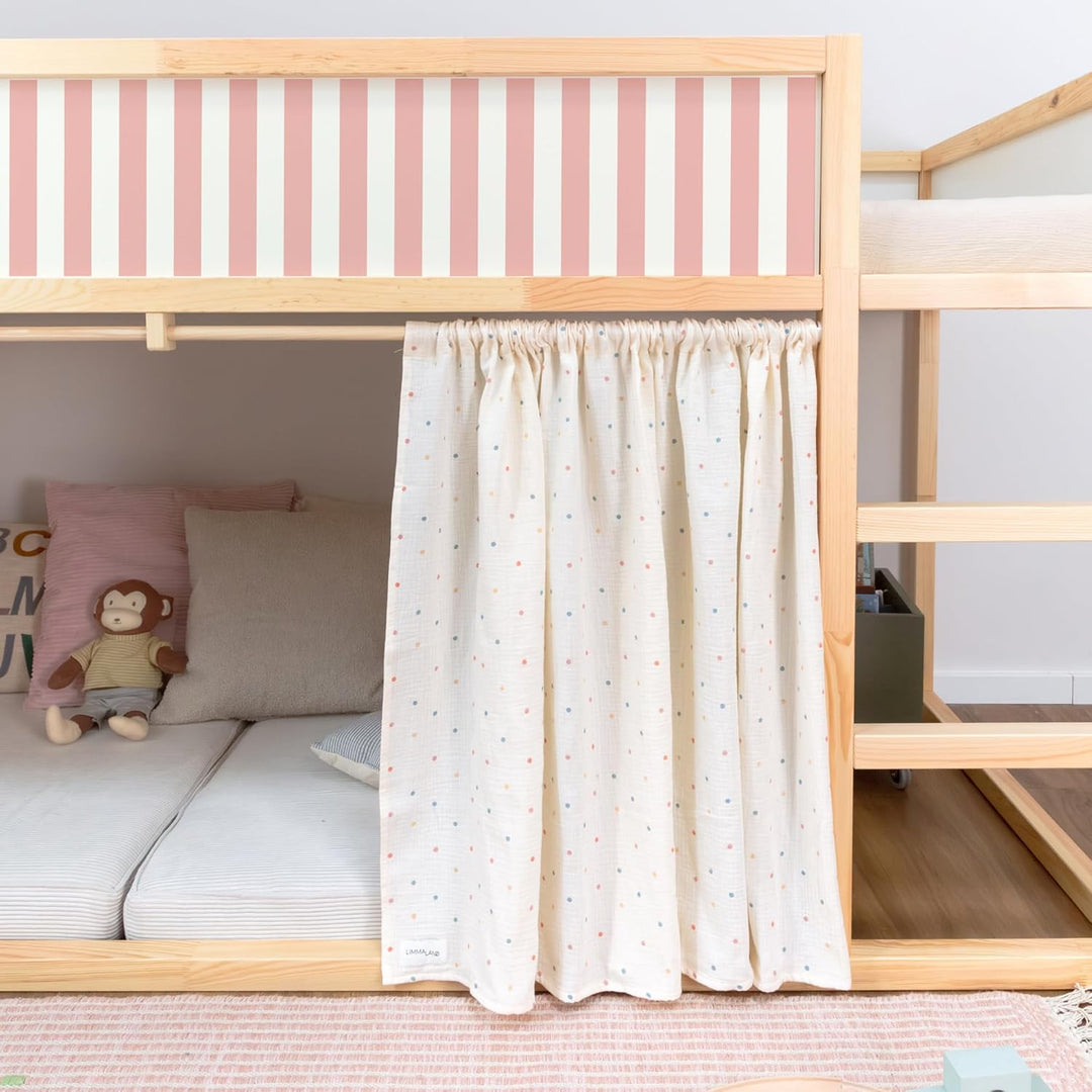 Musselin-Vorhang für IKEA KURA Kinderbett - Pünktchen | 100% Baumwolle, waschbar bei 30°C · weicher