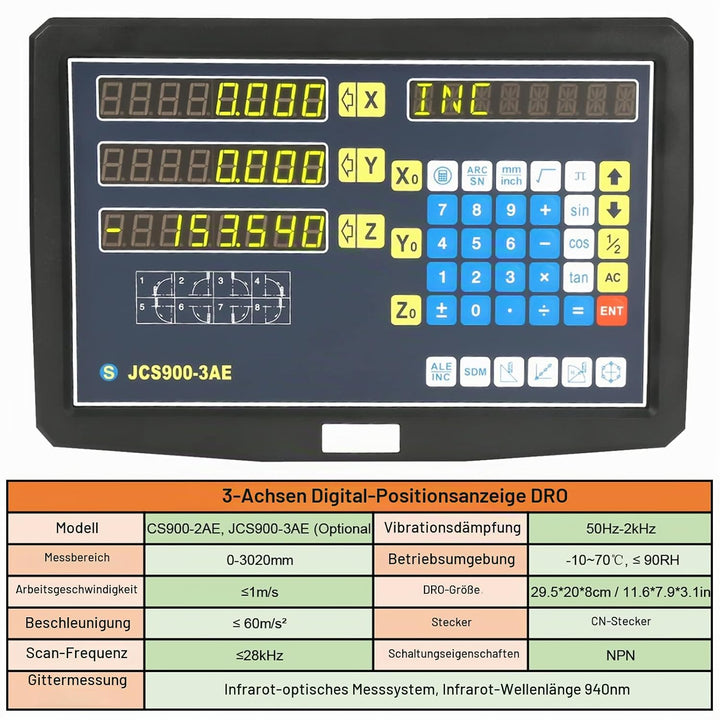 EVTSCAN 3 Axis 10 ″ LCD Digital Readout Console, DRO System für Drehmaschinen, Fräsmaschinen, Schlei
