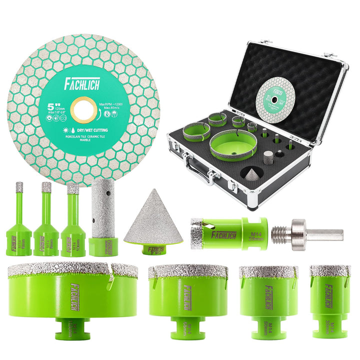 FACHLICH Diamant Fliesenbohrer Set 6-110mm - M14 Diamantbohrer Lochsäge für Fliesen Porzellan Kerami