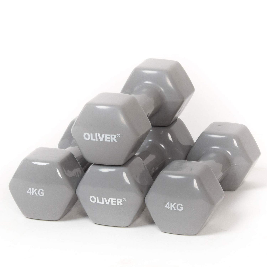 4x OLIVER Vinyl Hantel Aerobic Pilates Kurzhanteln 4 kg, 4 kg