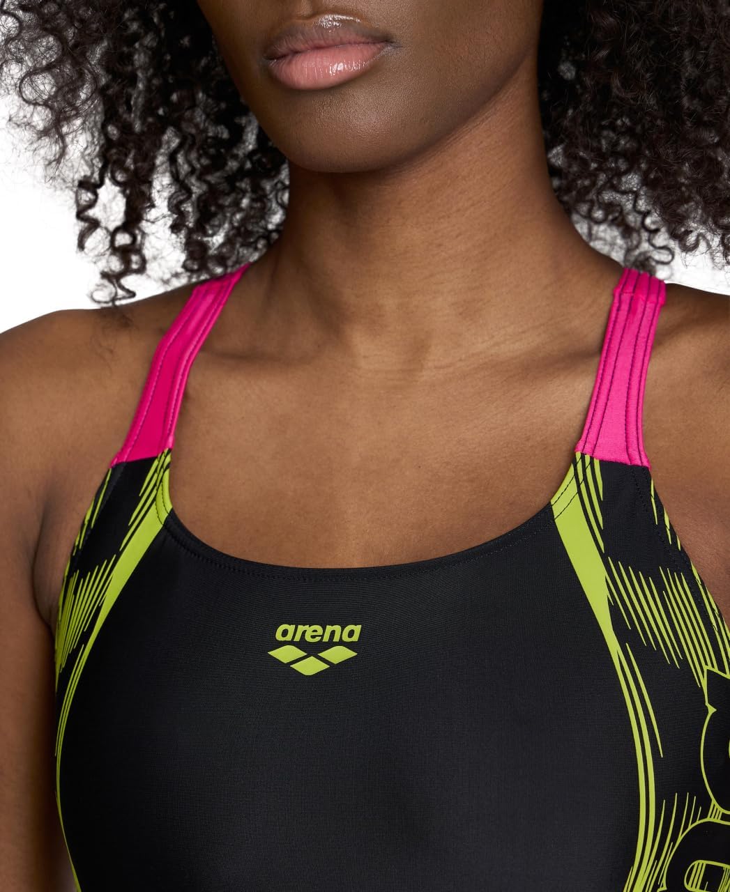 ARENA Damen Women's Swim Pro Back Graphic One Piece Swimsuit (1er Pack) 34 Black-freak Rose, 34 Blac